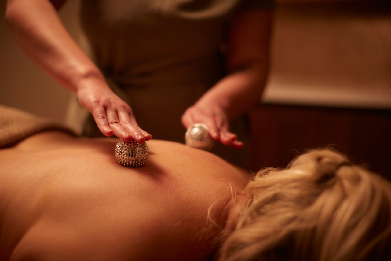 Woman having a back massage.