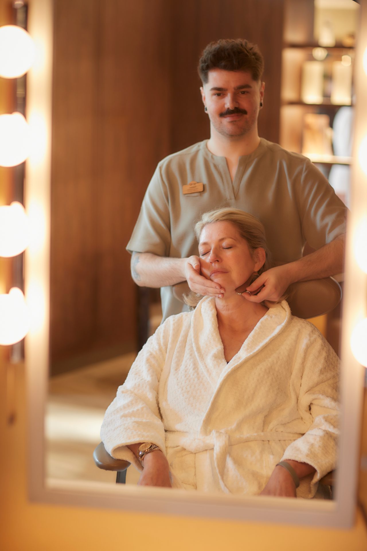 Woman having a relaxing facial massage.